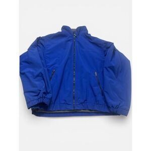VTG 90s Eddie Bauer Bomber Jacket Men's L Fleece‎ Lined Plaid Blue